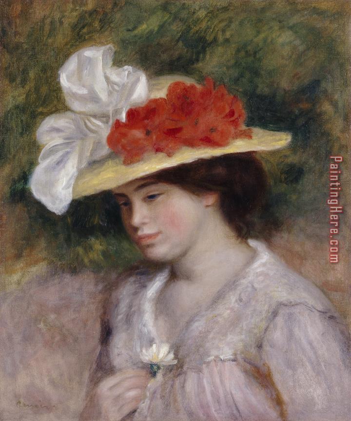 Pierre Auguste Renoir Woman in a Flowered Hat